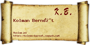 Kolman Bernát névjegykártya